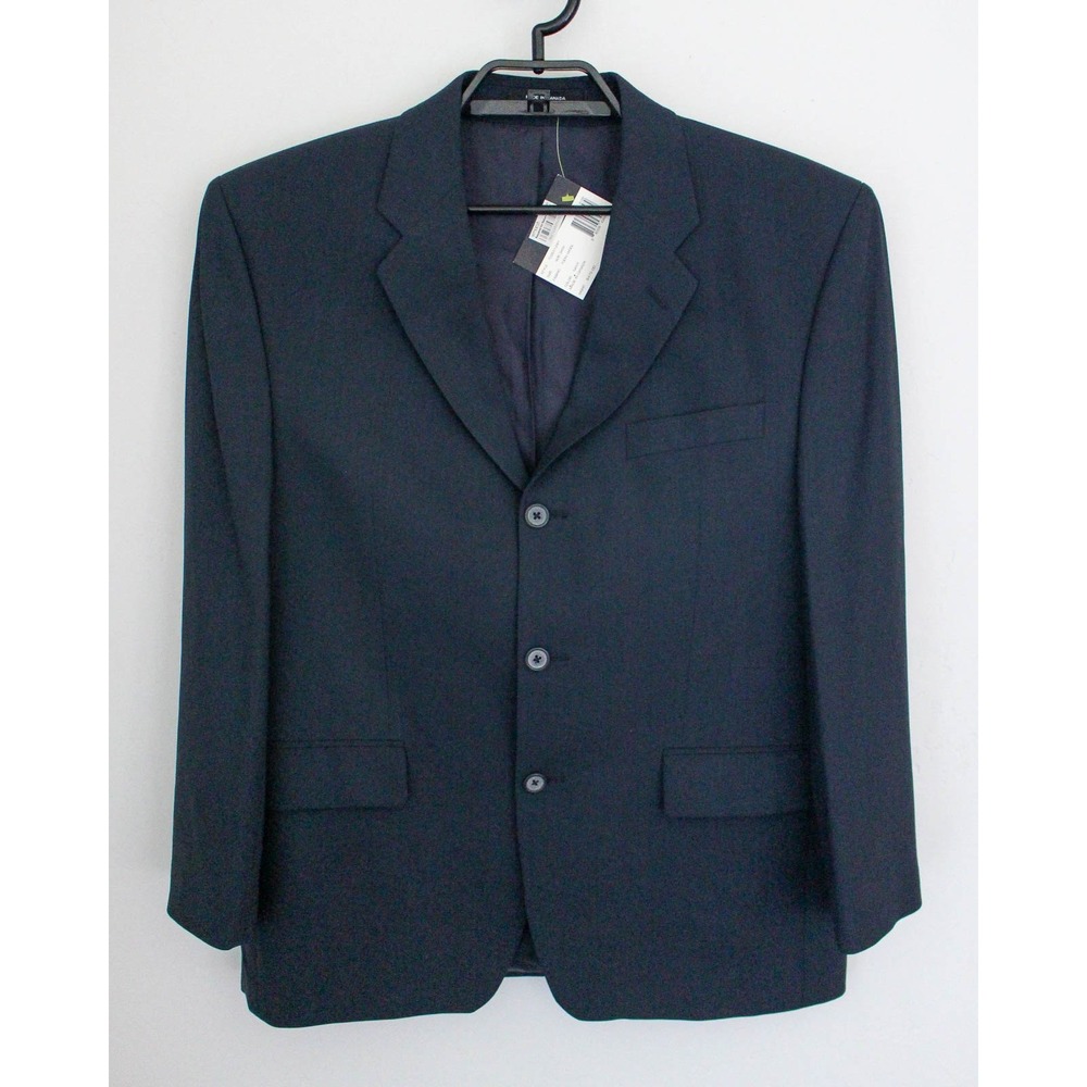 Alfani Suit Jacket Blazer Mens 40S Navy Blue 100% Wool 3-Button Front Macy's